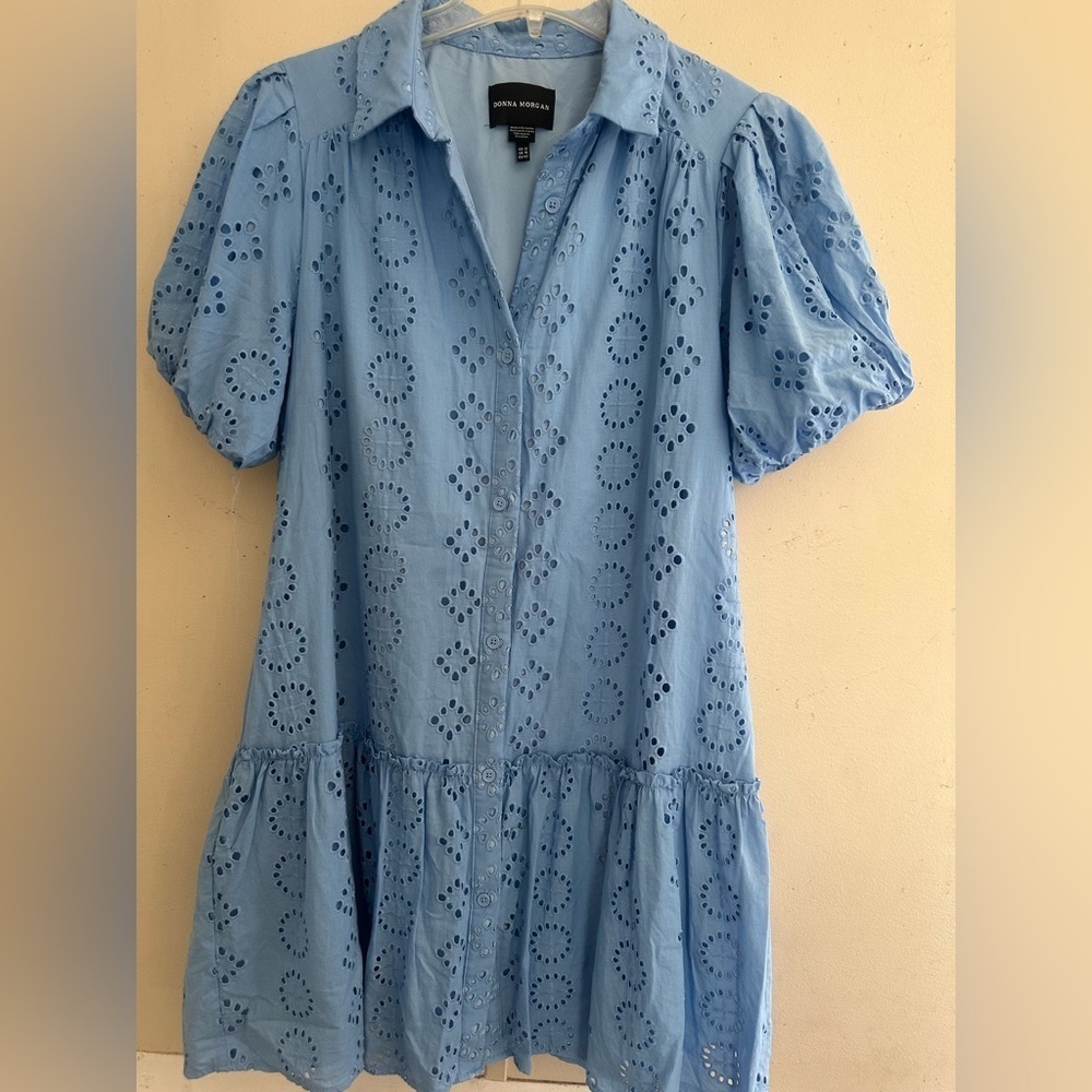 Donna Morgan Light Blue Eyelet Dress